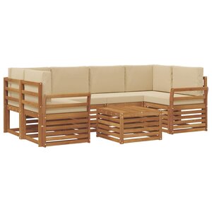 vidaXL Ensemble de canapés d'extérieur 7 pc Naturel et Beige