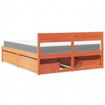 vidaXL Lit avec tiroirs/matelas cire marron 160x200 cm bois massif pin