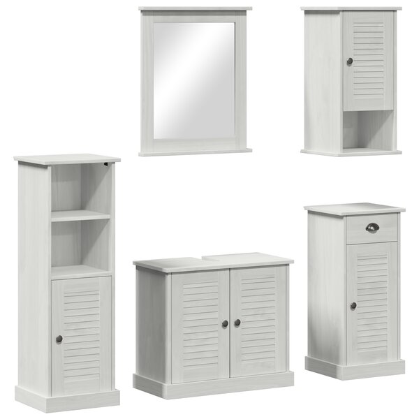 vidaXL Ensemble de mobilier de salle de bain 5 Pièces Blanc antique