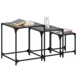vidaXL Tables basses gigognes 3 Pièces dessus en verre noir acier