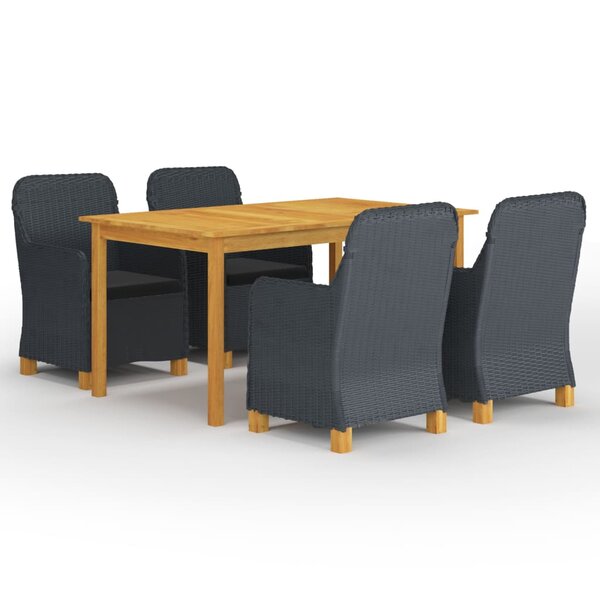 vidaXL Ensemble à manger de jardin 5 Pièces Gris foncé