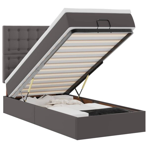 vidaXL Lit ottoman avec matelas gris 80x200 cm similicuir