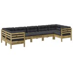 vidaXL Salon de jardin 7 Pièces avec coussins bois de pin imprégné