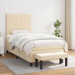 vidaXL Sommier à lattes de lit et matelas Crème 90x190 cm Tissu