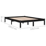 vidaXL Cadre de lit Noir Bois de pin massif 140x190 cm