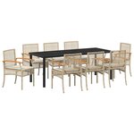 vidaXL Ensemble de salle à manger pour jardin 9 Pièces Beige polyrotin