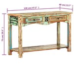 vidaXL Table console 120x40x75 cm Bois solide de récupération