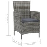 vidaXL Chaises de jardin avec coussins lot de 2 Résine tressée Gris