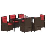 vidaXL Ensemble de salle à manger pour jardin 7 Pièces Marron Poly rotin