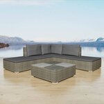 vidaXL Salon de jardin 6 Pièces avec coussins résine tressée gris