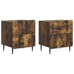 vidaXL Cabinet de chevet 2 Pièces Chêne fumé 43 x 34 5 x 49 5 cm