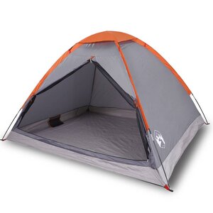 vidaXL Tente de camping à dôme 4 personnes gris et orange imperméable