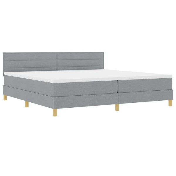 vidaXL Lit à ressorts avec matelas Gris clair 200 x 200 cm tissu