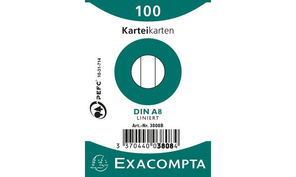 EtuiI de 100 Fiches BRISTOL A8 55x74 mm Blanc Ligné x 48 EXACOMPTA