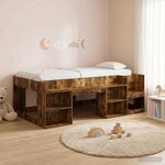 vidaXL Cadre de lit pour enfants avec rangement Chêne fumé 90 x 200 cm