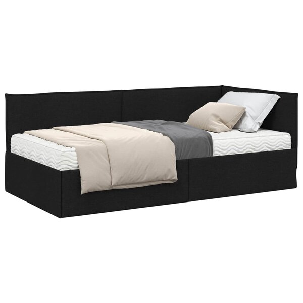 vidaXL Cadre de lit d'angle avec matelas 2 Pièces Vert Velours