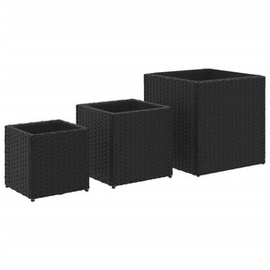 vidaXL Jardinières d'extérieur 3 Pièces noir résine tressée