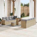 vidaXL Ensemble de canapé de jardin 11 Pièces Beige Poly rotin
