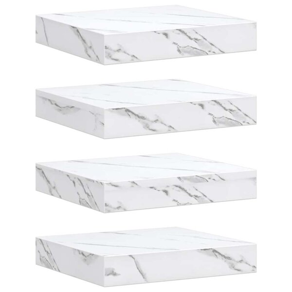 vidaXL Étagère Murale 4 pc Marbre blanc 23 x 23 5 x 3 8 cm