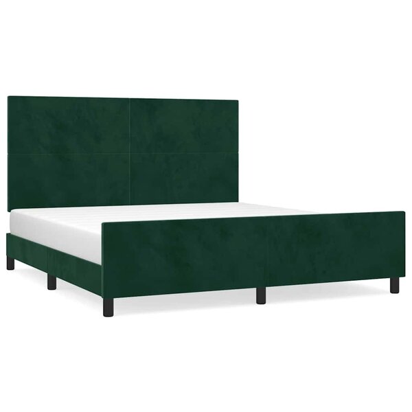 vidaXL Cadre de lit sans matelas vert foncé 160x200 cm velours