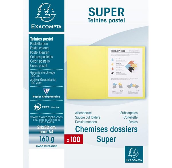 Pt 100 chemises SUPER 180 rouge x 5 EXACOMPTA