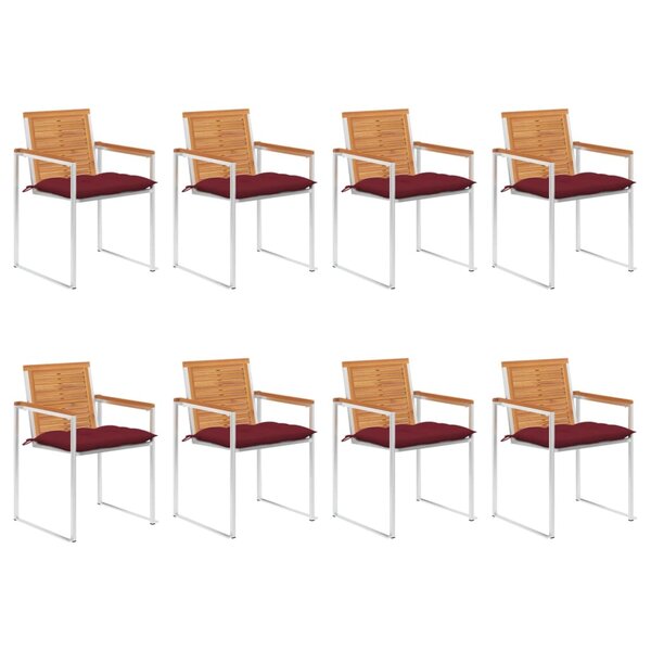 vidaXL Chaises de jardin 8 Pièces avec coussins Bois d'acacia solide