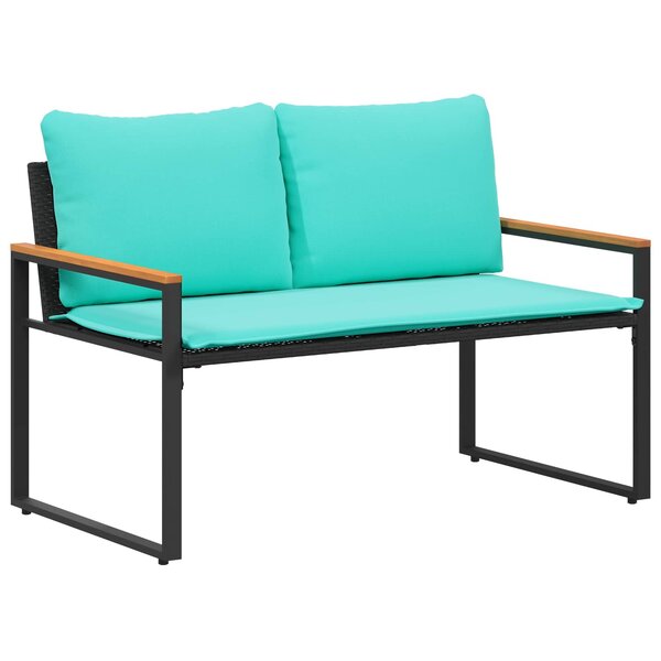 vidaXL banc avec coussin Noir et turquoise 115 x 65 x 72 cm Rotin