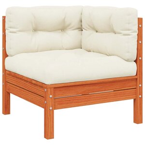 vidaXL Canapé d'angle de jardin coussins cire marron bois pin massif