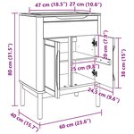 vidaXL Meuble sous Lavabo de Salle de Bain FLORO Cire marron