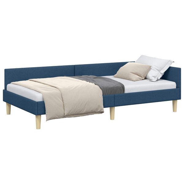 vidaXL Cadre de lit d'angle Bleu 80 x 200 cm tissu