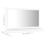 vidaXL Miroir de salle de bain Blanc 60x10 5x37 cm Bois d’ingénierie