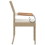 vidaXL Chaises de jardin avec coussin 4 Pièces Beige et blanc crème