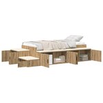 vidaXL Lit de rangement Artisan en chêne 75x190 cm