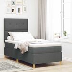 vidaXL Lit à ressorts avec matelas Gris foncé 100 x 200 cm tissu
