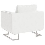 vidaXL Fauteuil cube avec pieds chromés Blanc Similicuir