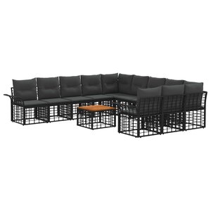 vidaXL Ensemble de canapés d'extérieur 12 Pièces Noir et Gris foncé
