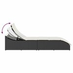 vidaXL Chaise longue pliante coussin et rangement noir résine tressée