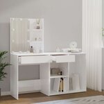 vidaXL Coiffeuse à LED avec armoire Blanc Bois d'ingénierie