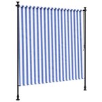 vidaXL Store roulant d'extérieur bleu et blanc 150x270 cm tissu acier