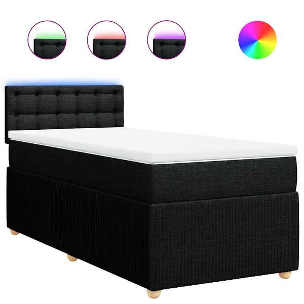 vidaXL Sommier à lattes de lit avec matelas Noir 90x200 cm Tissu