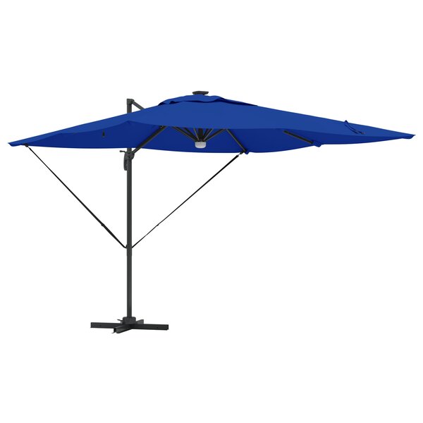 vidaXL Parasol déporté Roma de avec LEDs Bleu Azur 286x285x270 cm Aluminium