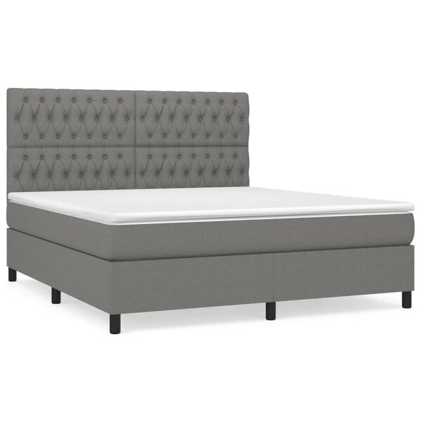 vidaXL Sommier à lattes de lit avec matelas Gris foncé 180x200cm Tissu