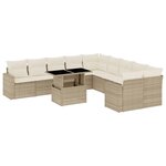 vidaXL Salon de jardin 11 Pièces avec coussins beige résine tressée