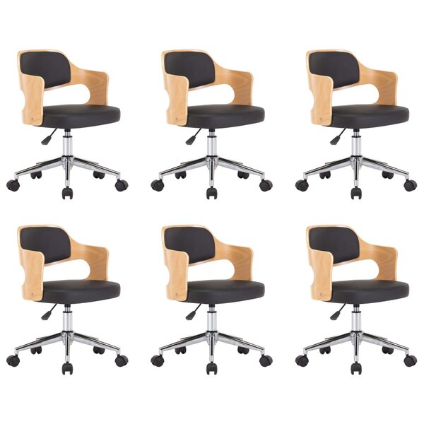 vidaXL Chaises pivotantes à manger lot de 6 bois courbé et similicuir