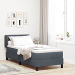 Lit à sommier vidaXL avec matelas gris foncé 80x200 cm en velours