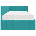 vidaXL Cadre de lit d'angle avec matelas Turquoise 90 x 200 cm Velours