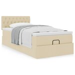 vidaXL Lit ottoman avec matelas crème 100x200 cm tissu