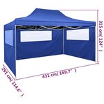 vidaXL Tente pliable avec 3 parois 3 x 4 5 m Bleu