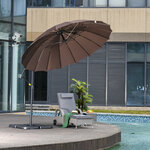 Parasol déporté rond inclinable manivelle piètement mât métal. dim. Ø 2 96 x 2 6H m polyester haute densité chocolat