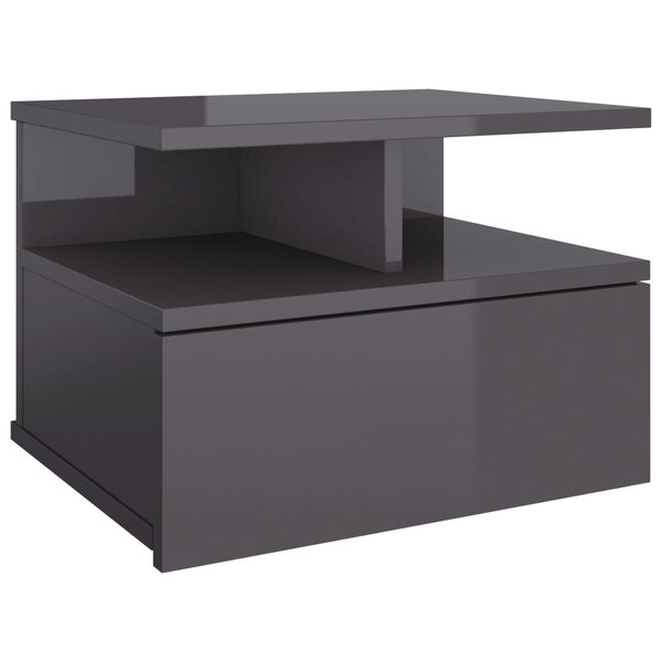 vidaXL Table de chevet flottante Gris brillant 40x31x27 cm Aggloméré